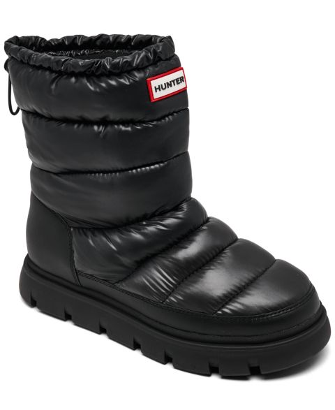 Женские ботинки Hunter Maribel Lug Sole Insulated Waterproof Snow Booties, цвет: Чёрный