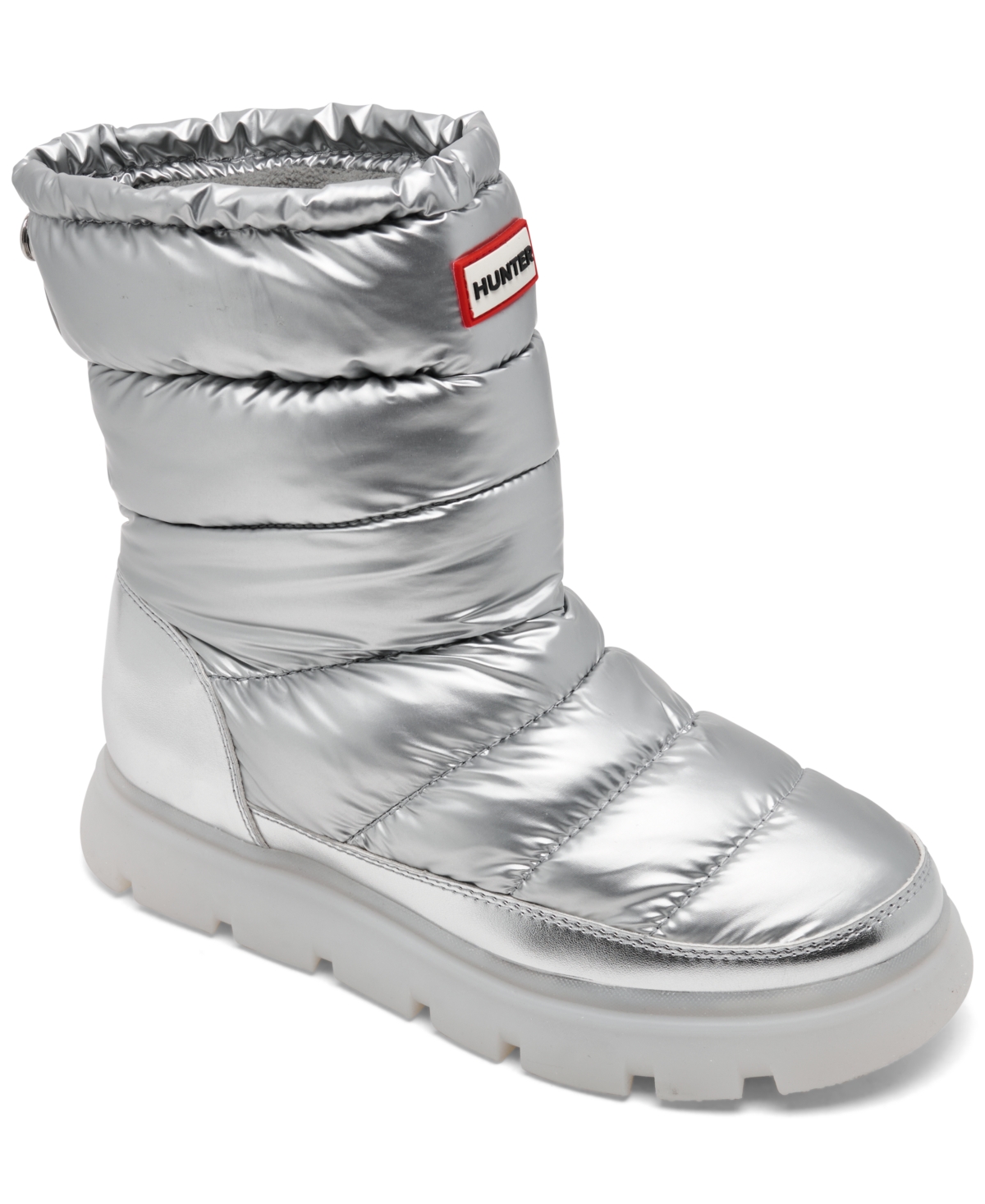 Hunter Women's Maribel Lug Sole Insulated Waterproof Snow Booties 10 Silver In Multi