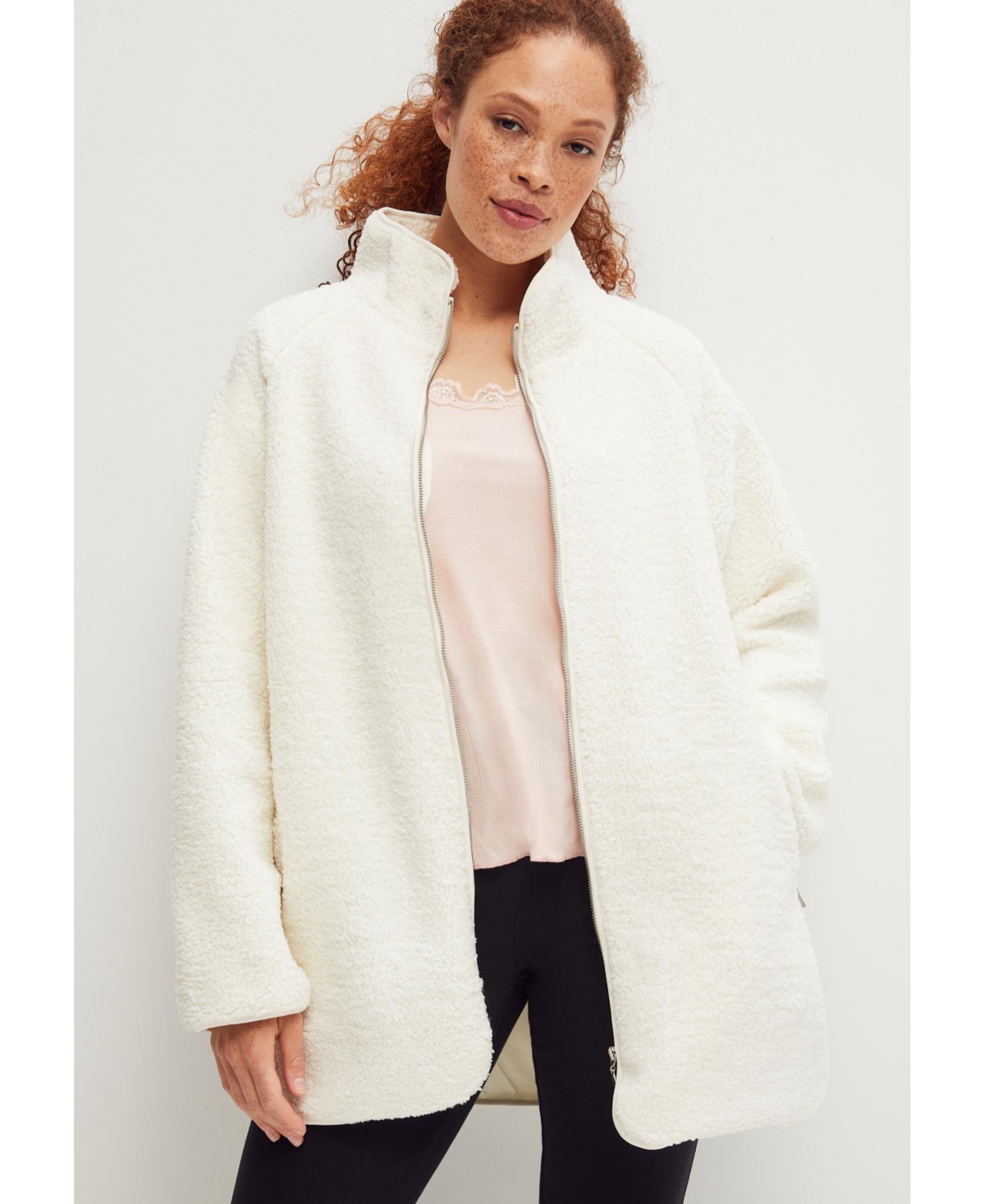ellos Plus Sherpa Zip-Front Jacket