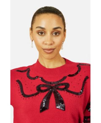Women's Sequinned Bow Neckline Sweater