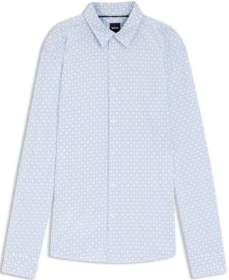 Men's Printed Cotton Blend Slim-Fit Dress Shirt