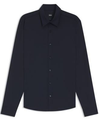 Men's Performance-Stretch Structured Jersey Slim-Fit Dress Shirt