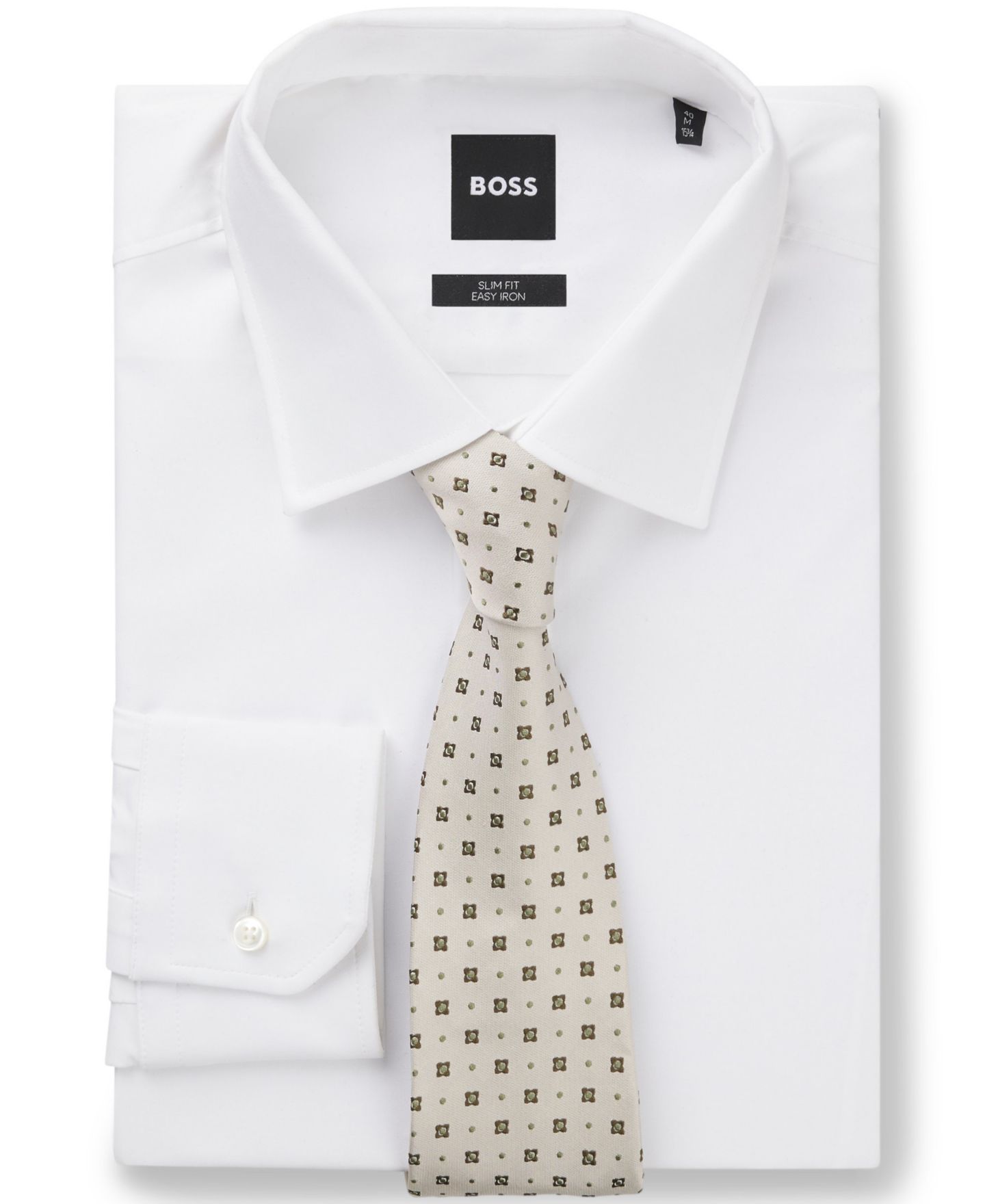 Мужские галстуки Hugo Boss Jacquard Pattern Formal Silk Tie, цвет: Тёмный бежевый — фото 1