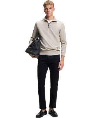 Men's Cotton Terry Logo Patch Zip-Neck Sweatshirt