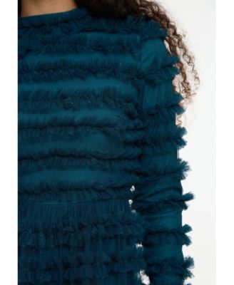 Women's Modest Ruffle Dress Maxi With Flowey bottom