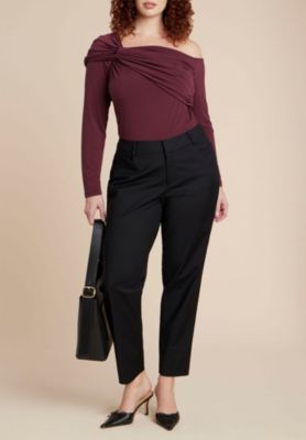 Women's Plus Size Shoulder-Twist Drape Top