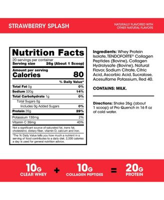 Pro Quench Whey + Collagen Protein Powder, Strawberry Splash, 20 Servings