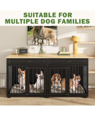 Indoor Dog Crate Furniture, Dog Cage Kennel with 2-Drawers