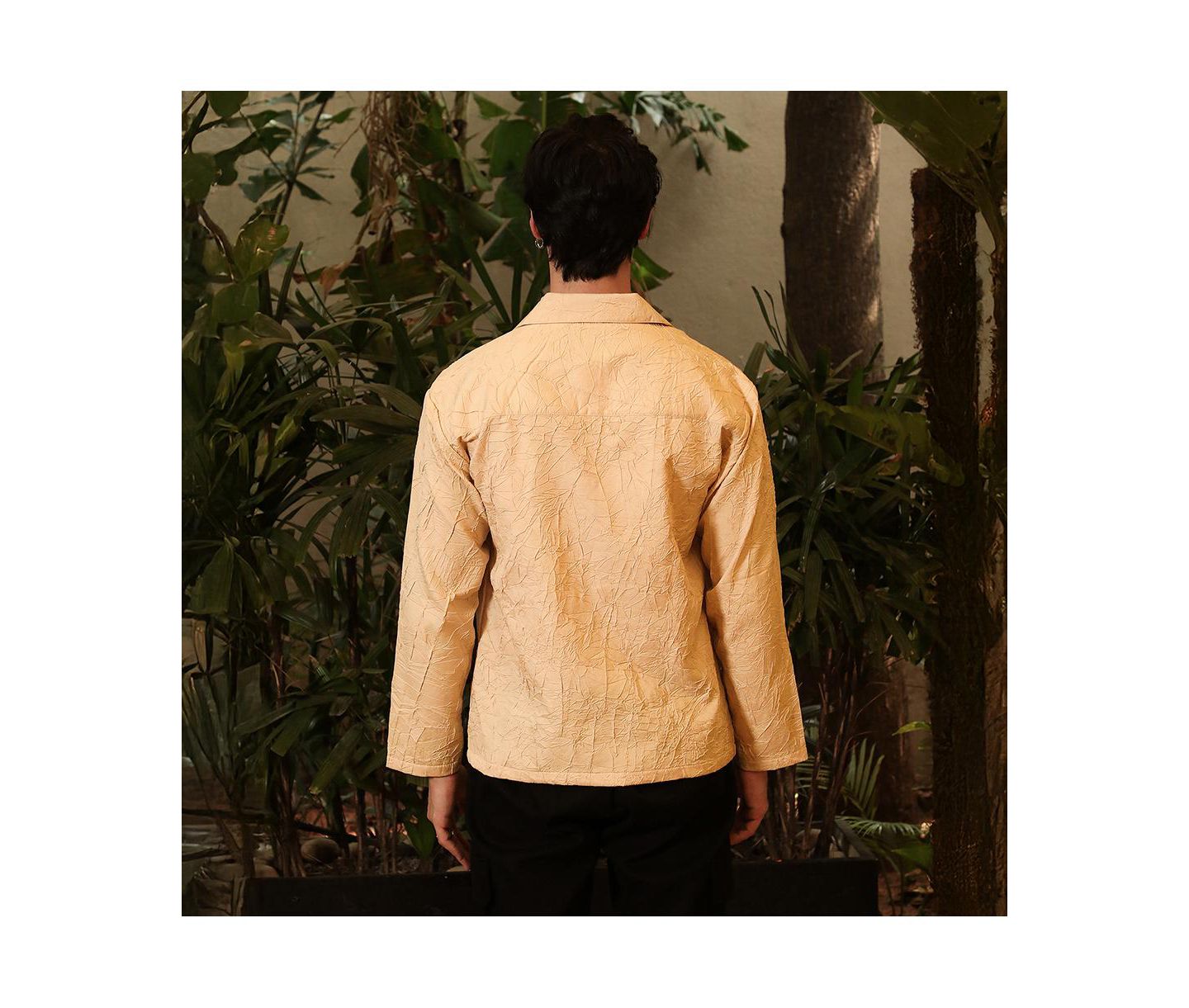 Мужская рубашка Cahoot Campus Sutra Buff Beige Wrinkled Korean Oversized, цвет: Бежевый — фото 2