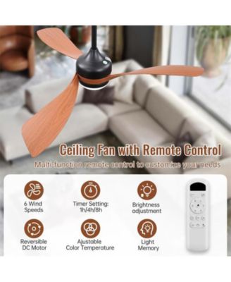 52-inch Modern Black Ceiling Fan with Led Light and Remote Control Dc Motor