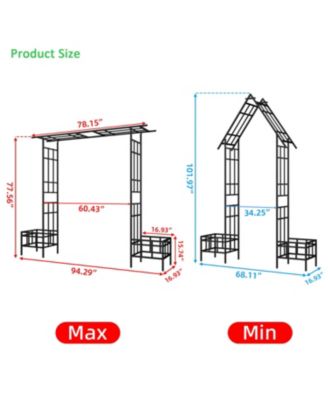 Metal Garden Arch Adjustable Width Black