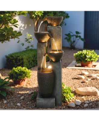 40''H 4-Tier Outdoor Garden Water Fountain Decor, Resin Fountain for Garden, Floor Patio, Deck, Porch, Backyard and Home Art Decor