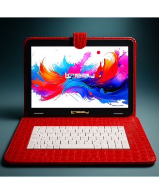 10.1" Octa Core 256GB Storage Android 15 Tablet with Red Crocodile Keyboard