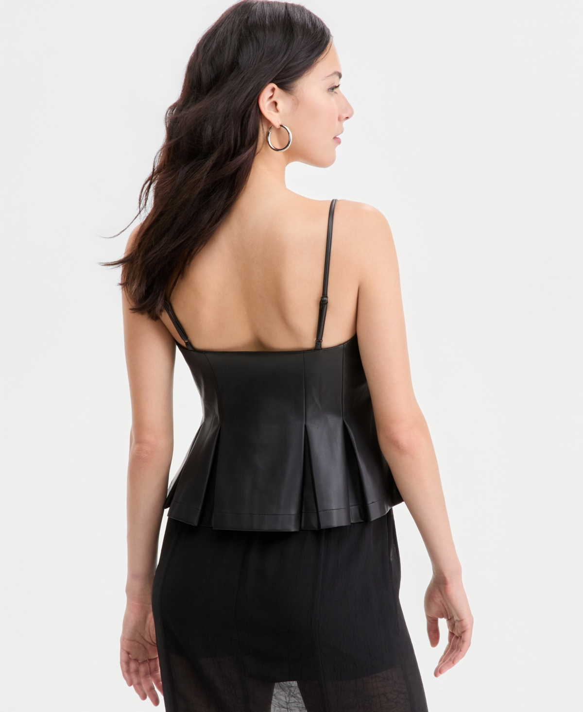 Bar Iii Women's Faux-Leather Peplum Top, Macy's Exclusive