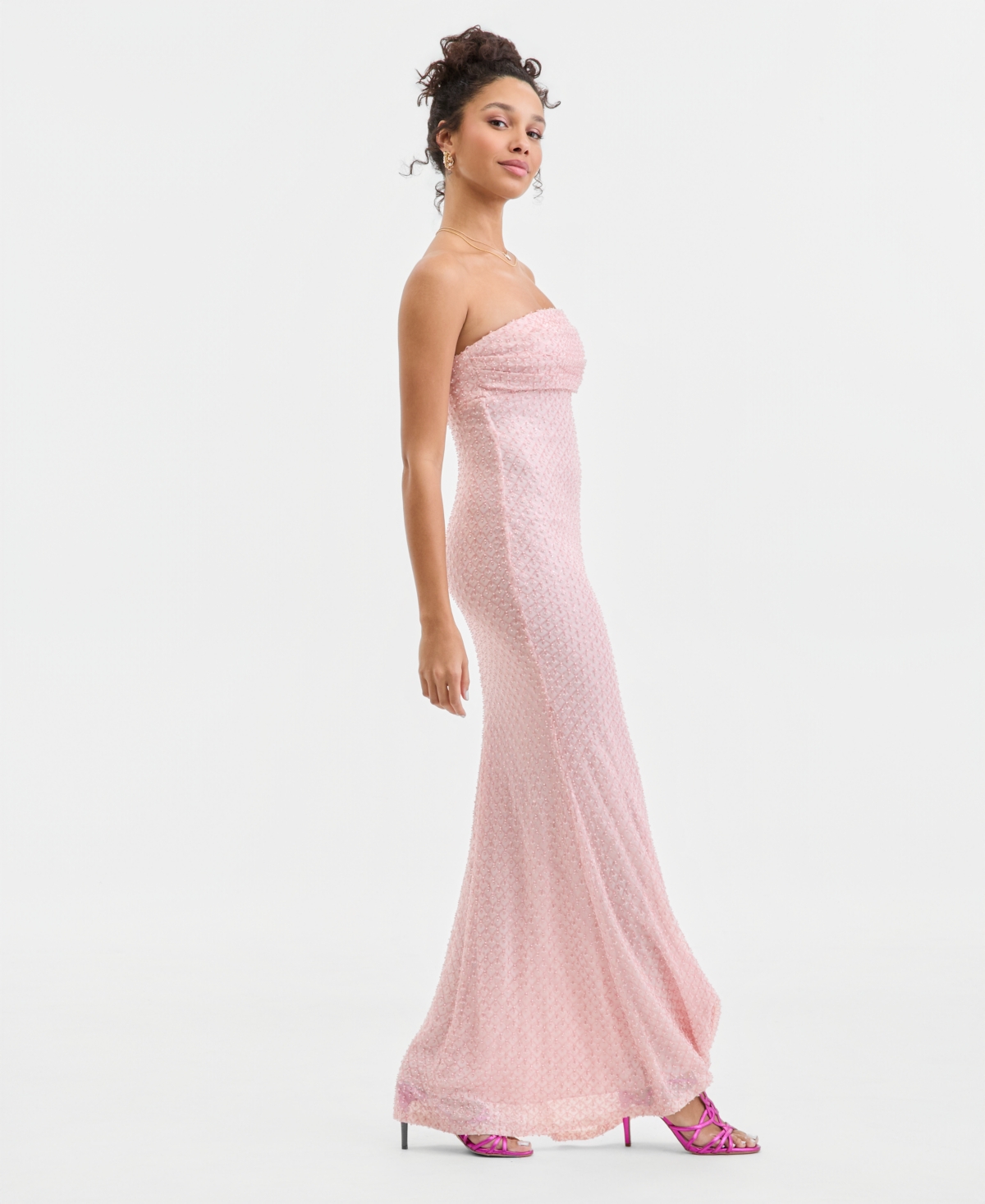 B Darlin Juniors' Embellished Straight-Neck Strapless Gown