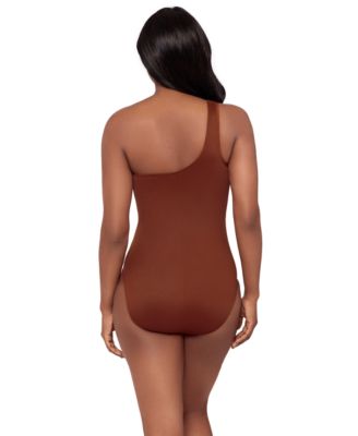Women's Network Jena One-Shoulder Allover-Slimming One-Piece Swimsuit