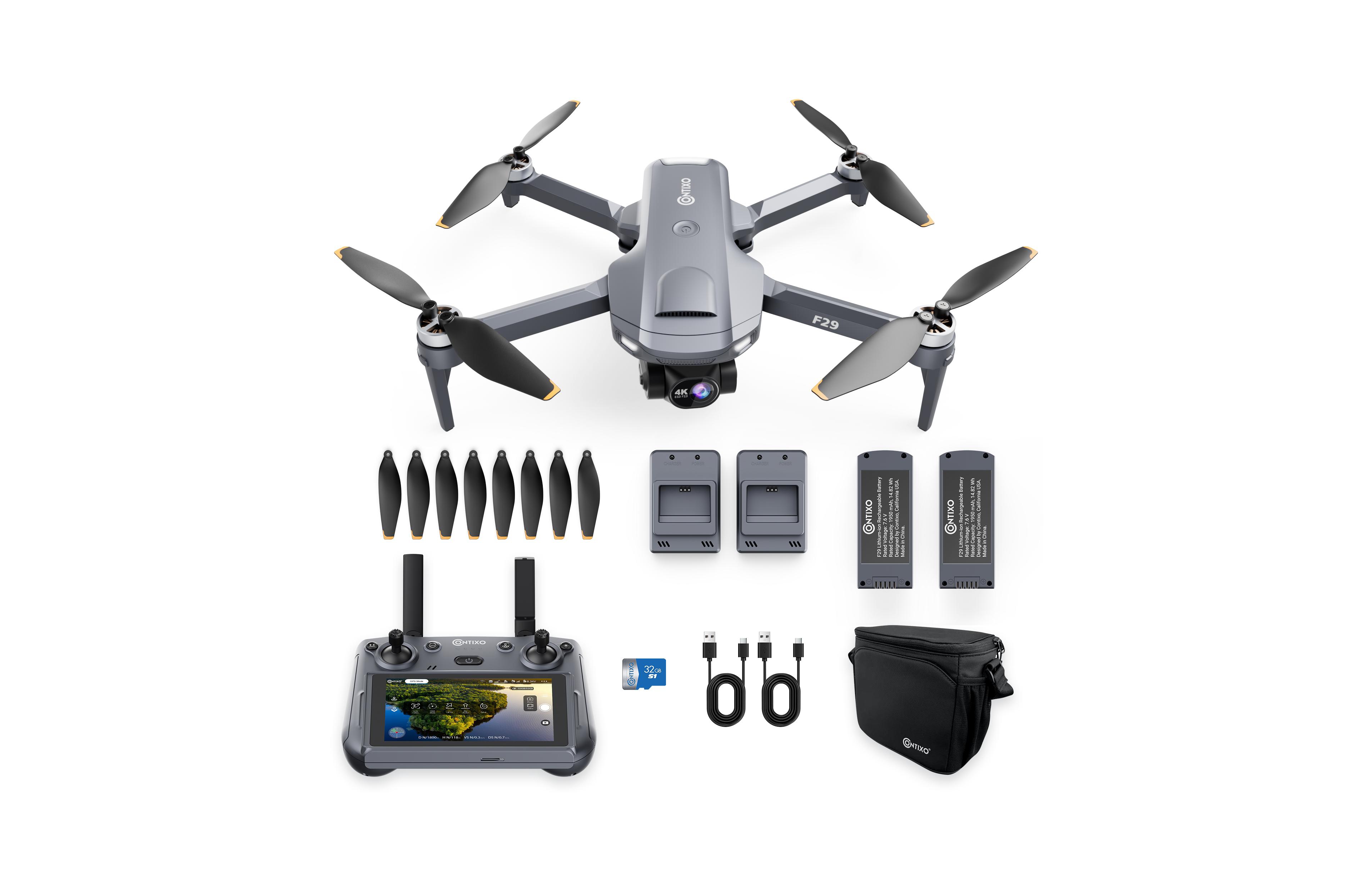 Contixo Drone with 4K Uhd Camera for Adults, " Touch Screen Remote, Auto Return, Wind Resistance, Battery for 23 Mins Flight Time, Intelligent Flight