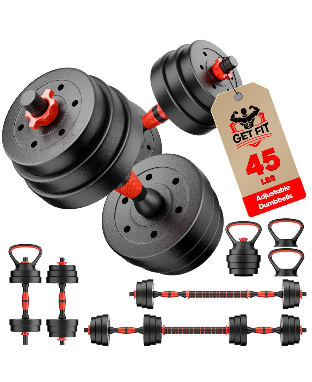 Sugift 45LB 4-in-1 Adjustable Dumbbell Set