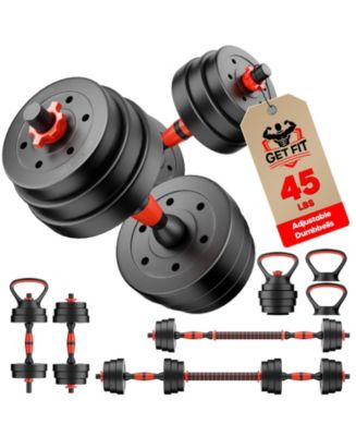 Adjustable Dumbbell Set 45LB 4-in-1 | Converts to Barbell, Kettlebells & Push-Up Bar – Home Gym Fitness for Women & Men