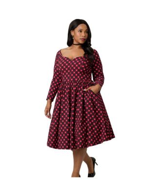 Plus Size Sweetheart Long Sleeve Swing Dress