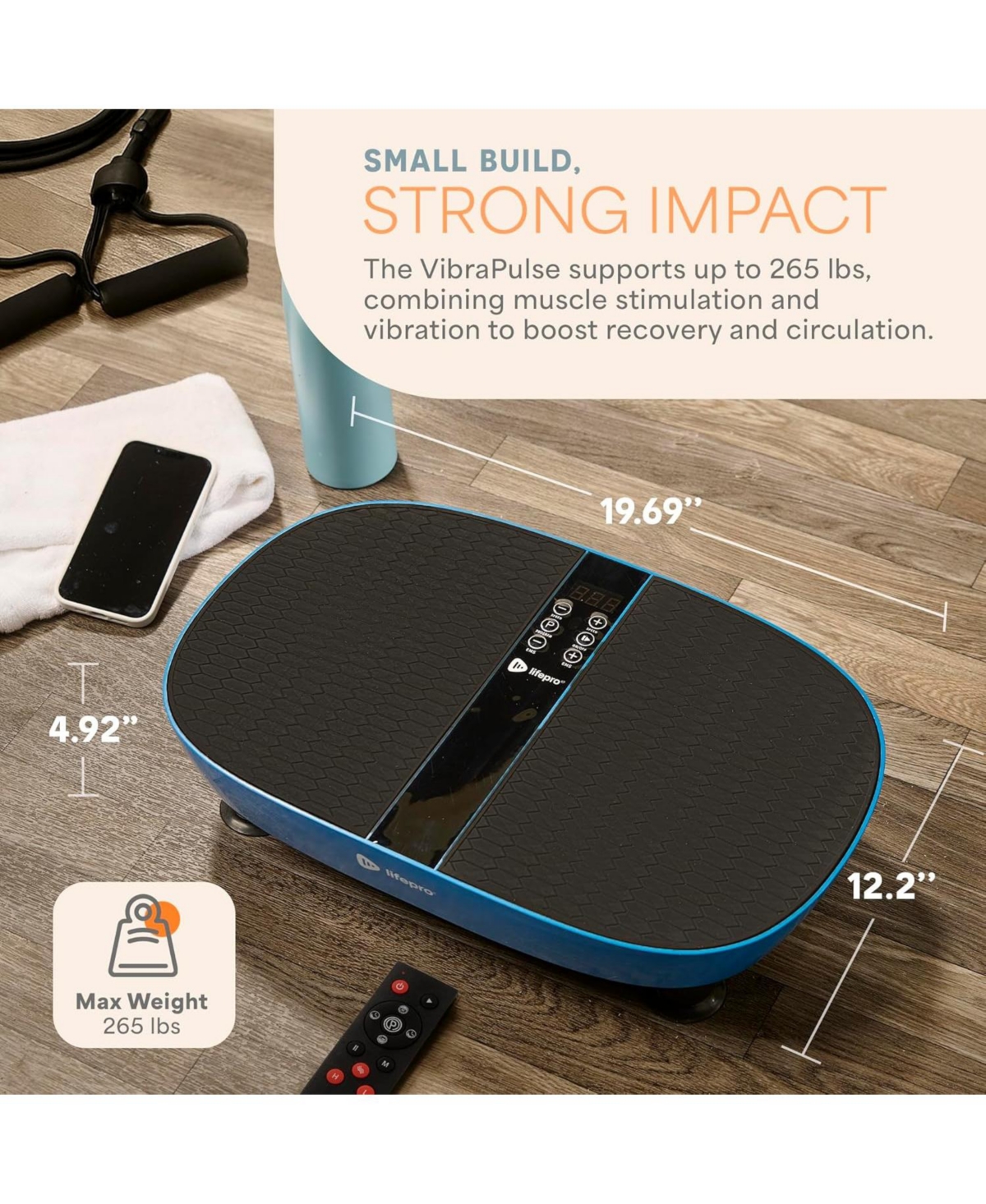 Lifepro Vibration Plate Exercise Machine with Footpad Pulse Technology – 99 Speeds, 9 Programs, Remote & Resistance Bands – Max Weight 2