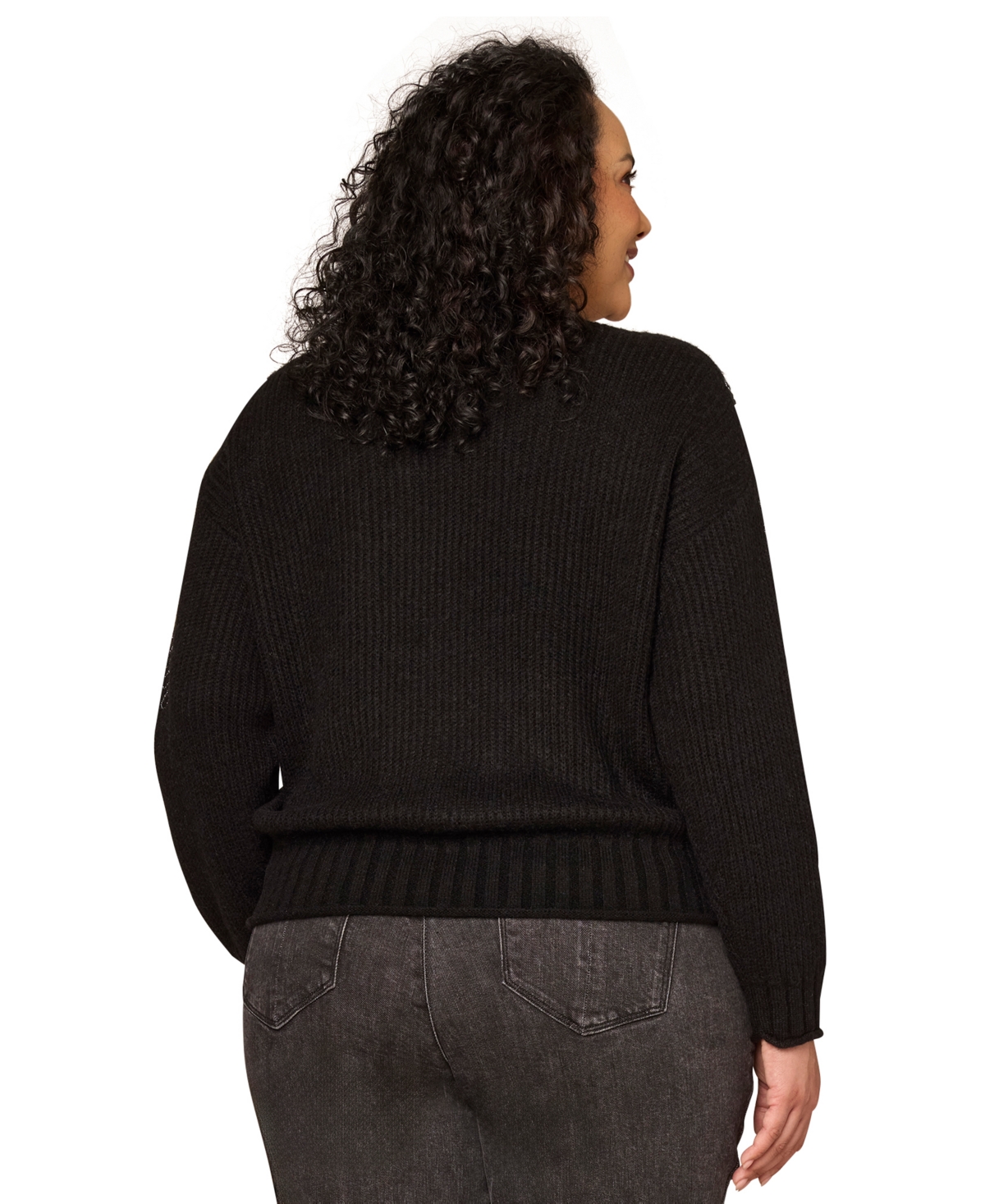 Democracy Plus Embroidered Shoulder Long-Sleeve Sweater