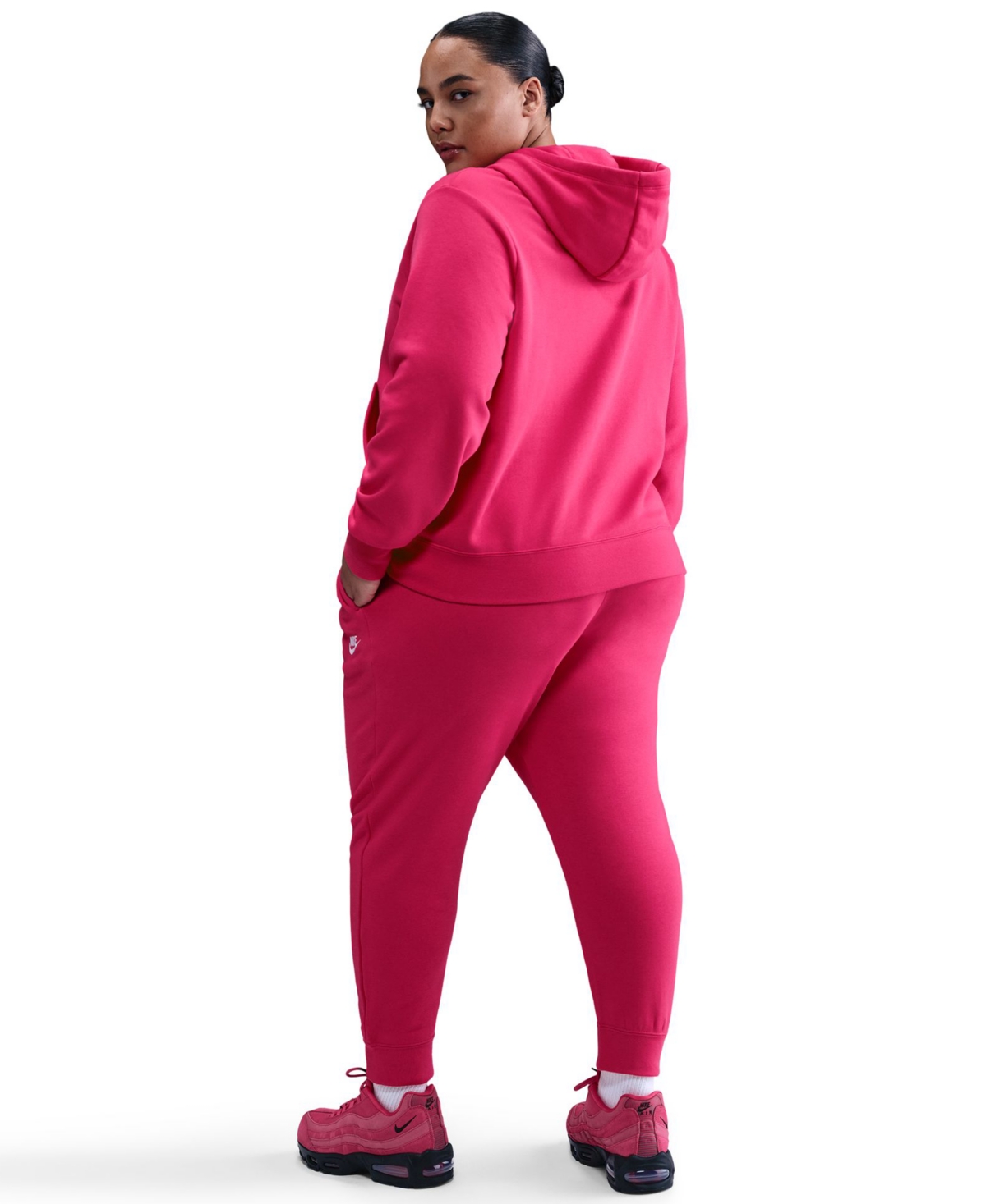 Nike Plus Size Active Sportswear Club Mid-rise Fleece Jogger Pants In Pink