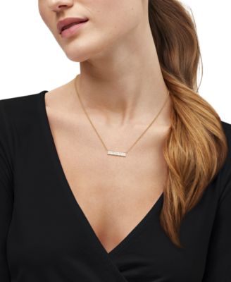 White Sapphire Bar Necklace (1-1/3 ct. t.w.) in 14k Yellow Gold-Plated Sterling Silver