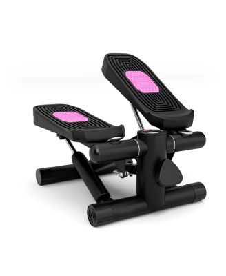 Mini Stepper with Resistance Bands and Adjustable Height for Exercise at Home-Black