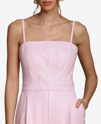 Women's Faux-Leather Corset Wide-Leg Jumpsuit