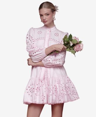 Women's Eyelet Cotton Lined Shirt Dress