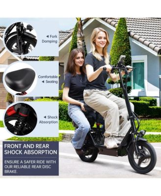 14-Inch Adult Foldable Electric Scooter with 500W Motor, Dual Shock Absorbers & Rear Storage Box