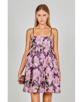 Women's Floral Jacquard Mini Dress