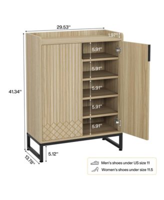 Shoe Cabinet with Doors,Natural 5 Tiers Shoe Storage Cabinet for Entryway, 25 Pairs Wooden Shoe Rack Cabinet