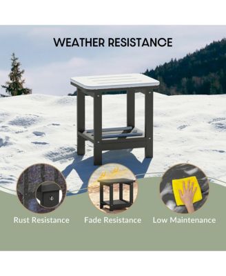 2-Tier Outdoor HDPE Modern Adirondack Square Patio Side Table