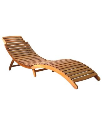 Patio Sun Lounger Natural wood Solid acacia wood Double