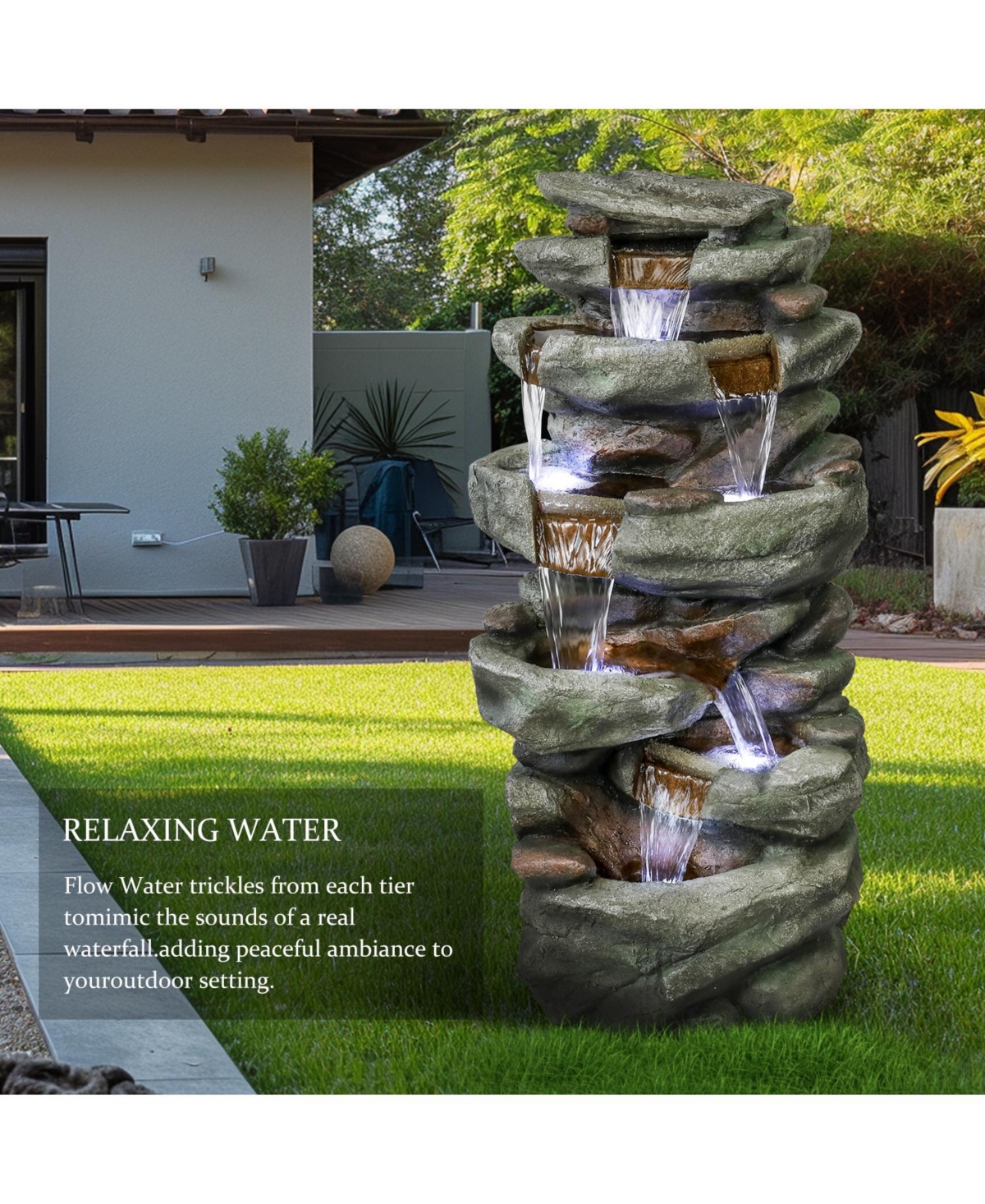 SunJet 40.5” High Rocks Outdoor Water Fountain