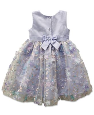 Girls' 2T-6X Mesh Flower Applique Sleeveless Dress