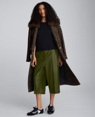 Women’s Faux Leather High Rise Pintuck Culotte