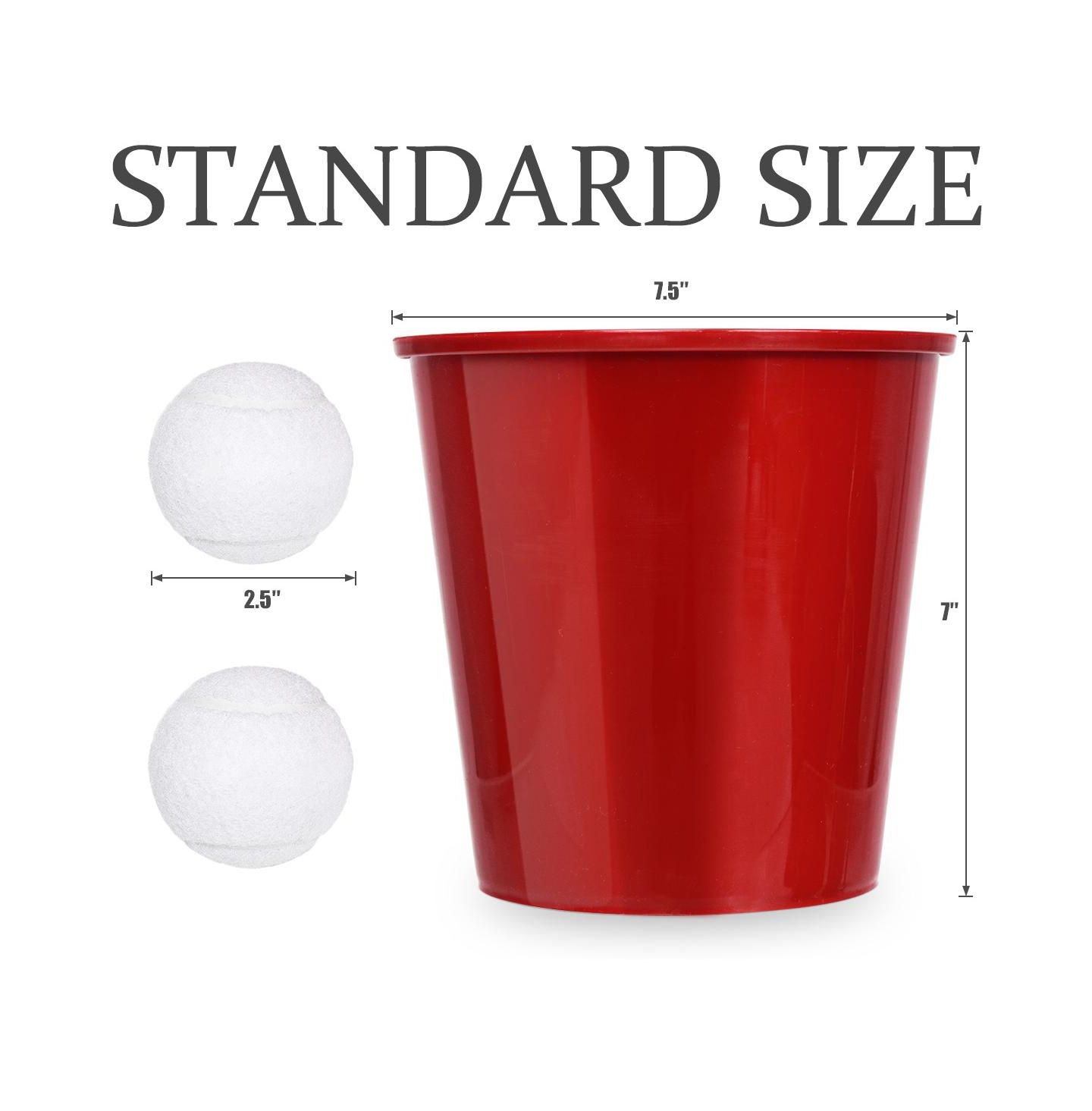 Детские игрушки SUGIFT Giant Yard Pong Game Portable Set with 12 Buckets, 2 Balls, Ages 6+, цвет: Красный — фото 3