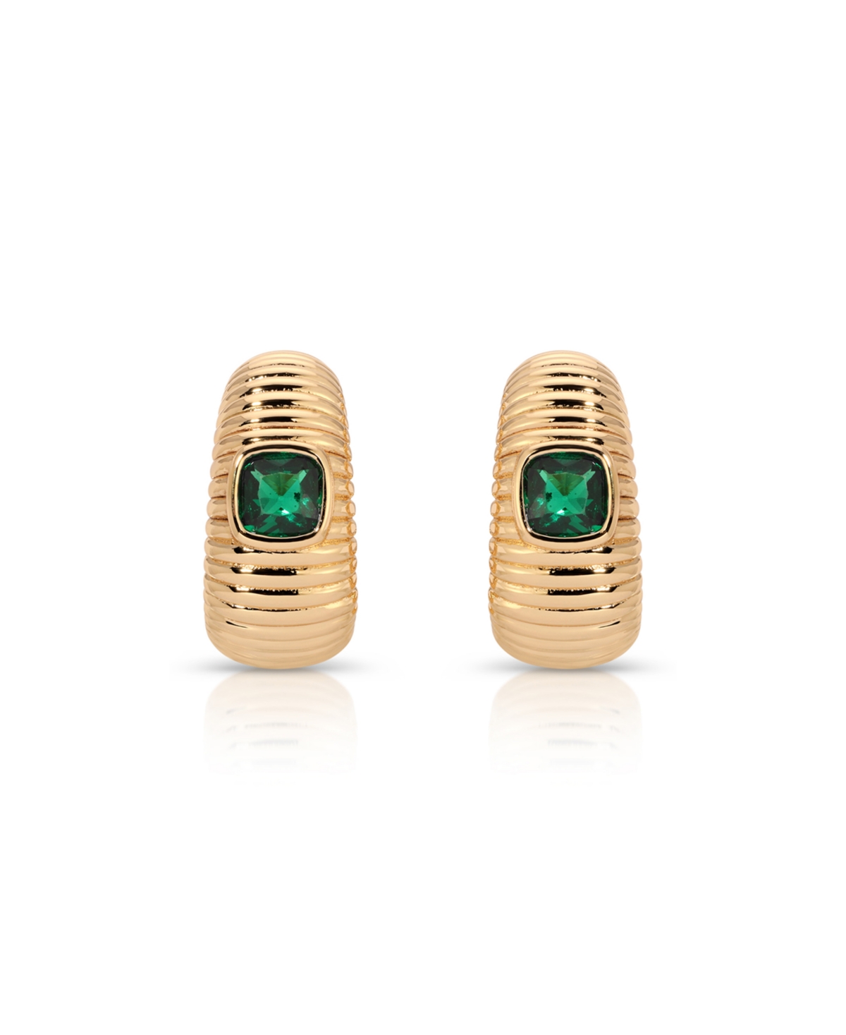 Ettika Ribbed Emerald Medium Hoops