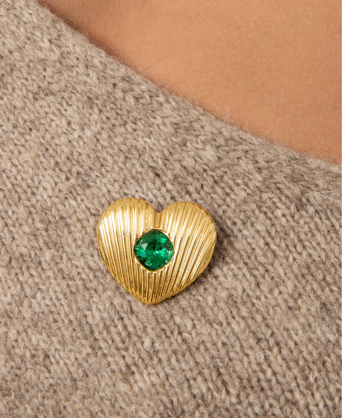 Ettika Emerald Heart Brooch