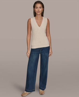 Women's Sleeveless V-Neck Loop Stitch Sweater Vest