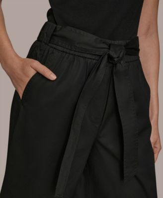 Women's High-Rise Self Belted Crop Pants