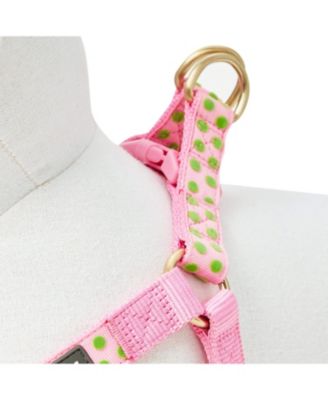 Velvety Polka Dot Dog Step-in Harness with with Bow