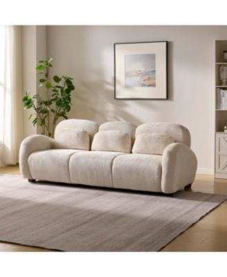 78 in. Modern 3 Seater Boucle Sofa with 3 Pillows, Beige