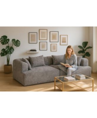 Streamdale Full-Foam Modular Sofa, 96" Boucle 2-Piece Sectional with Rounded Arms