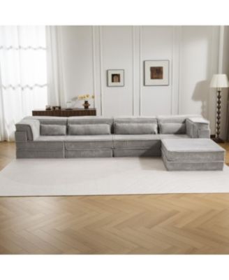 86" Modern Chenille 3-Seater Sofa with Rolled Arms & Wood Legs