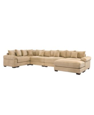 Streamdale Oversized Cloud Modular Sectional Couch with Ottoman, Camel
