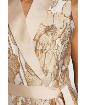 Women's Sleeveless Tux Jacquard Midi Dress